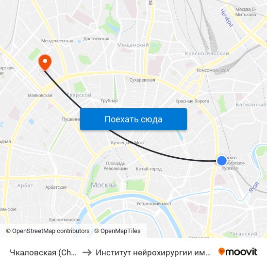 Чкаловская (Chkalovskaya) to Институт нейрохирургии имени Н.Н. Бурденко map