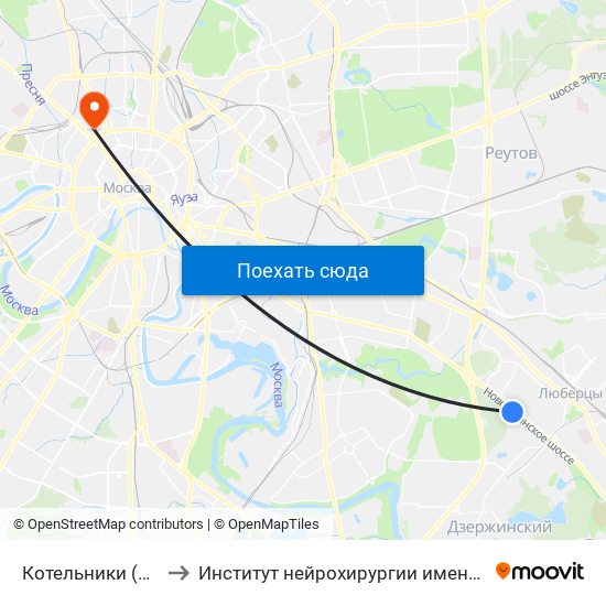 Котельники (Kotelniki) to Институт нейрохирургии имени Н.Н. Бурденко map