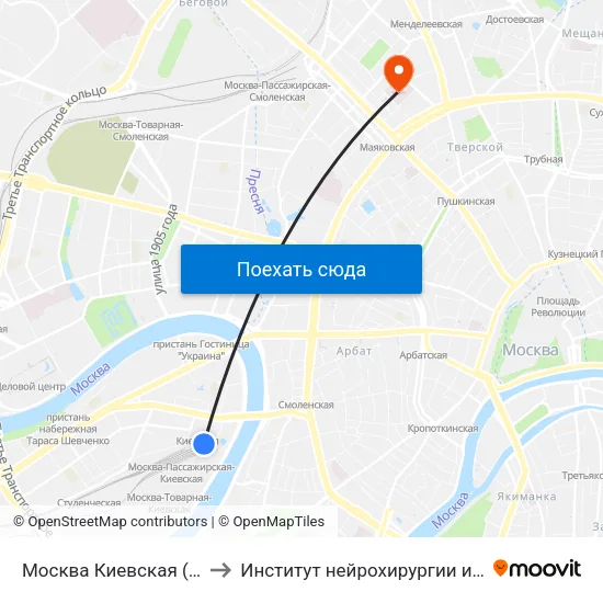 Москва Киевская (Kievsky Station) to Институт нейрохирургии имени Н.Н. Бурденко map