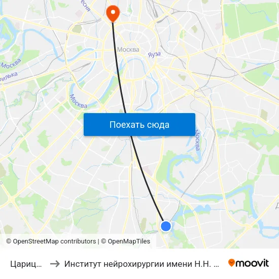 Царицыно to Институт нейрохирургии имени Н.Н. Бурденко map
