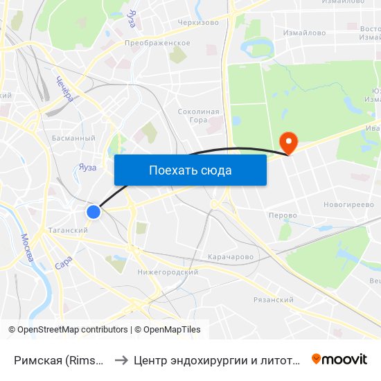 Римская (Rimskaya) to Центр эндохирургии и литотрипсии map