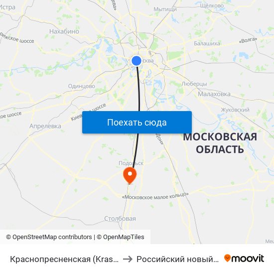 Краснопресненская (Krasnopresnenskaya) to Российский новый университет map