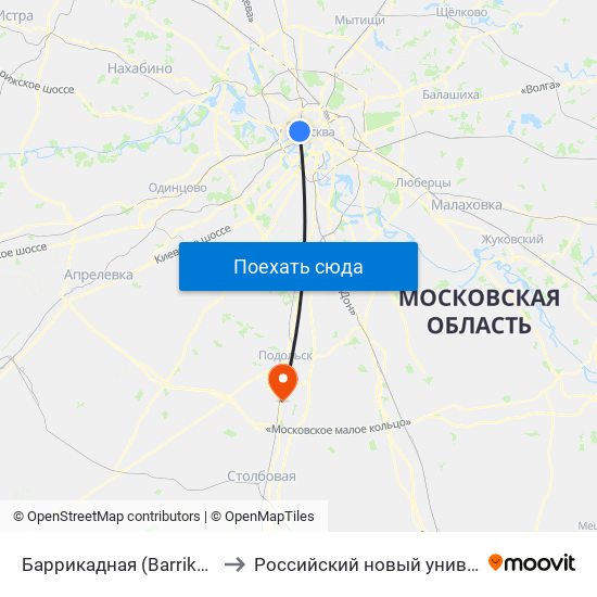 Баррикадная (Barrikadnaya) to Российский новый университет map