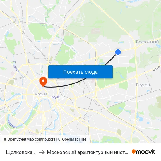 Щелковская (Schelkovskaya) to Московский архитектурный институт (государственная академия) (МАрхИ) map
