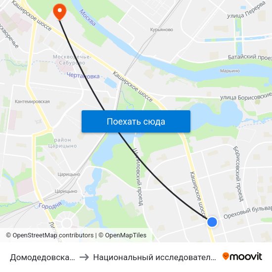 Домодедовская (Domodedovskaya) to Национальный исследовательский ядерный университет «МИФИ» map
