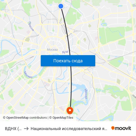 ВДНХ (VDNKh) to Национальный исследовательский ядерный университет «МИФИ» map