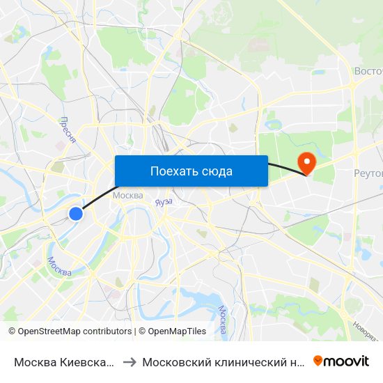 Москва Киевская (Kievsky Station) to Московский клинический научно-практический центр map