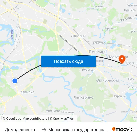 Домодедовская (Domodedovskaya) to Московская государственная академия физической культуры map