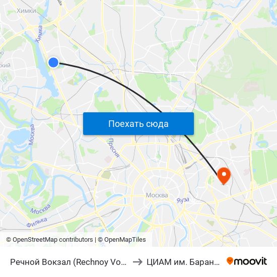 Речной Вокзал (Rechnoy Vokzal) to ЦИАМ им. Баранова map