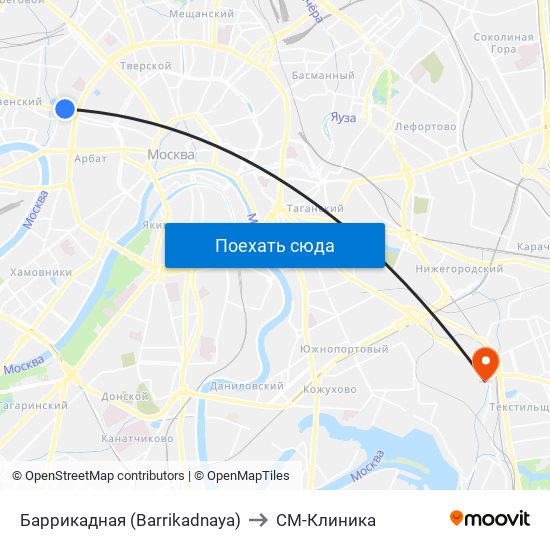 Баррикадная (Barrikadnaya) to СМ-Клиника map