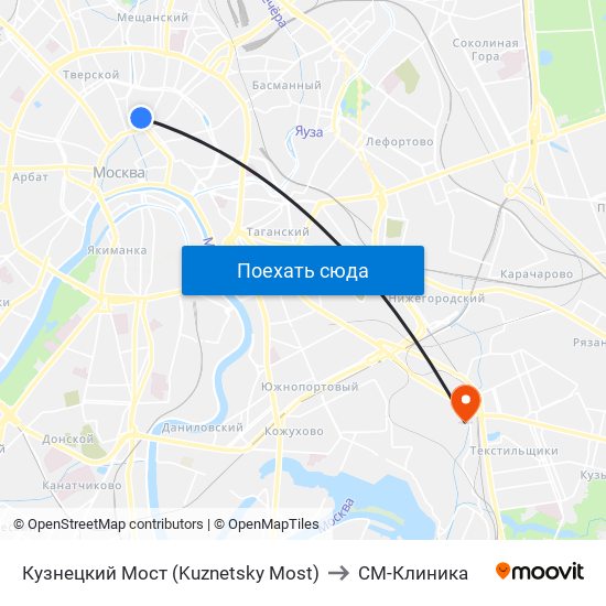 Кузнецкий Мост (Kuznetsky Most) to СМ-Клиника map