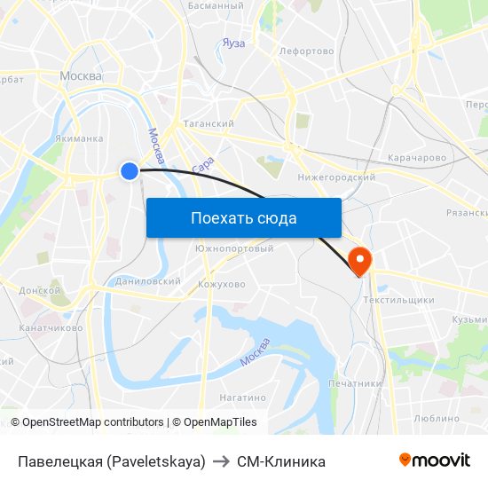 Павелецкая (Paveletskaya) to СМ-Клиника map