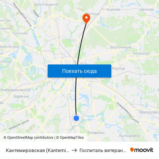 Кантемировская (Kantemirovskaya) to Госпиталь ветеранов войн map