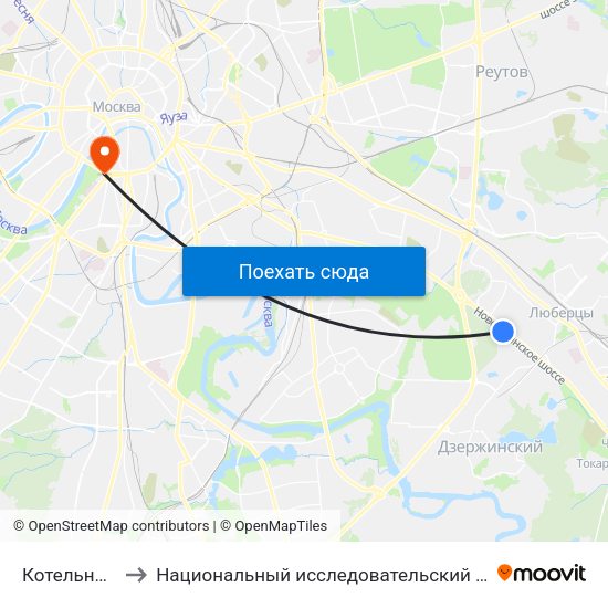 Котельники (Kotelniki) to Национальный исследовательский технологический университет ""МИСиС"" map