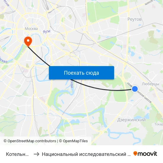 Котельники (Kotelniki) to Национальный исследовательский технологический университет ""МИСиС"" map