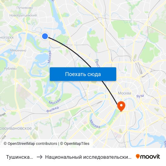 Тушинская (Tushinskaya) to Национальный исследовательский технологический университет ""МИСиС"" map