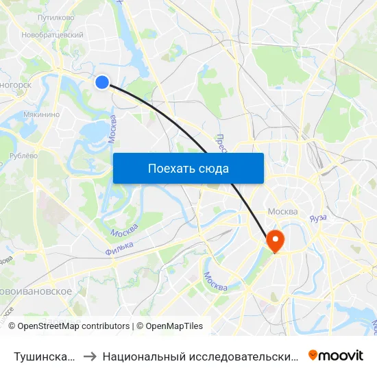 Тушинская (Tushinskaya) to Национальный исследовательский технологический университет ""МИСиС"" map