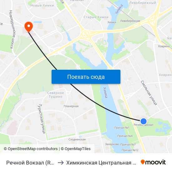 Речной Вокзал (Rechnoy Vokzal) to Химкинская Центральная городская больница map