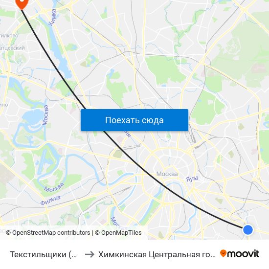 Текстильщики (Tekstilschiki) to Химкинская Центральная городская больница map