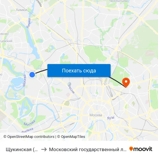 Щукинская (Schukinskaya) to Московский государственный лингвистический университет map
