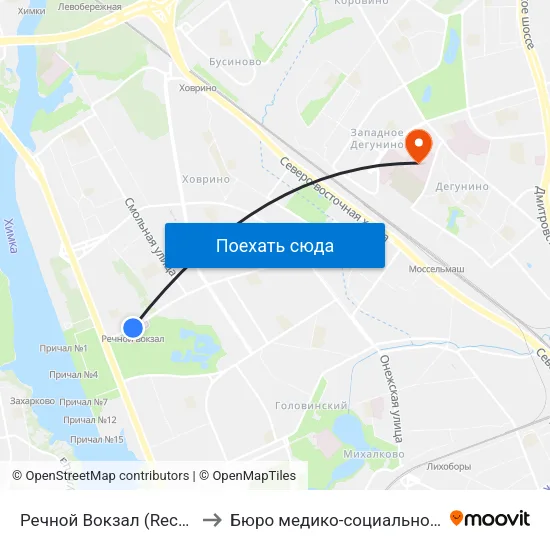 Речной Вокзал (Rechnoy Vokzal) to Бюро медико-социальной экспертизы map