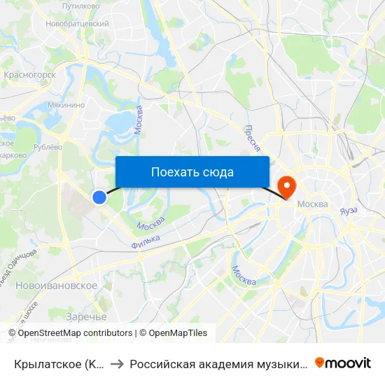 Крылатское (Krylatskoe) to Российская академия музыки имени Гнесиных map