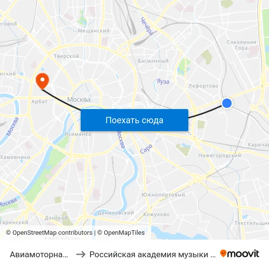 Авиамоторная МЦД D3 to Российская академия музыки имени Гнесиных map