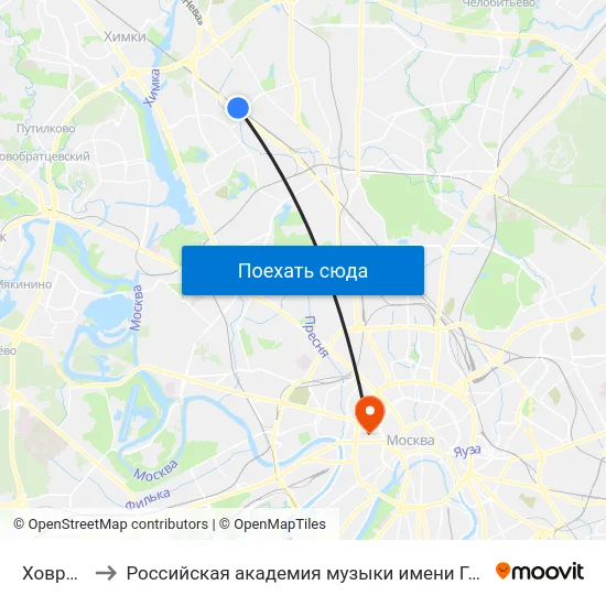 Ховрино to Российская академия музыки имени Гнесиных map