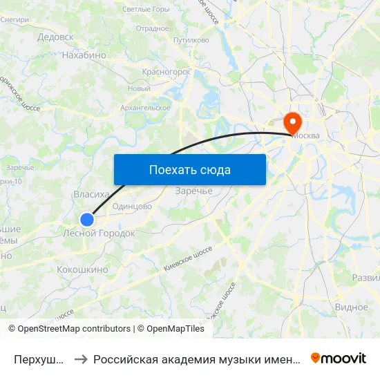 Перхушково to Российская академия музыки имени Гнесиных map