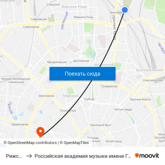 Рижская to Российская академия музыки имени Гнесиных map
