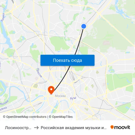 Лосиноостровская to Российская академия музыки имени Гнесиных map
