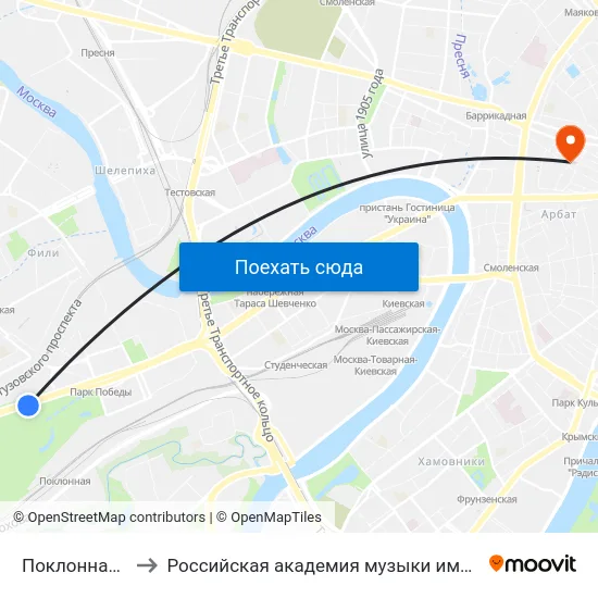 Поклонная Гора to Российская академия музыки имени Гнесиных map