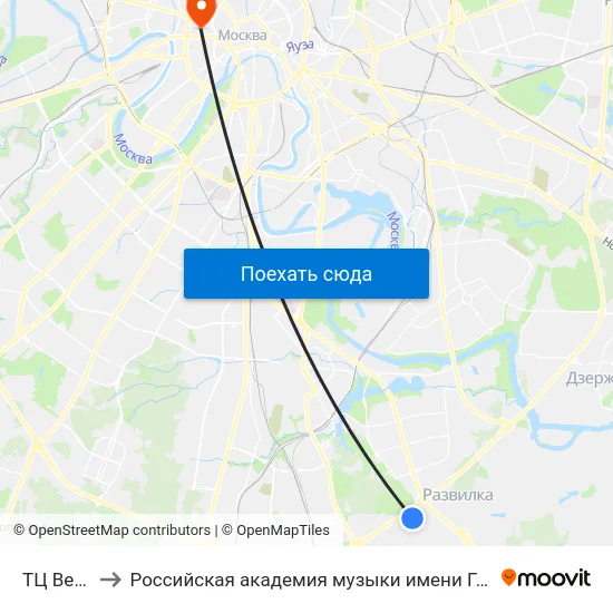 ТЦ Вегас to Российская академия музыки имени Гнесиных map