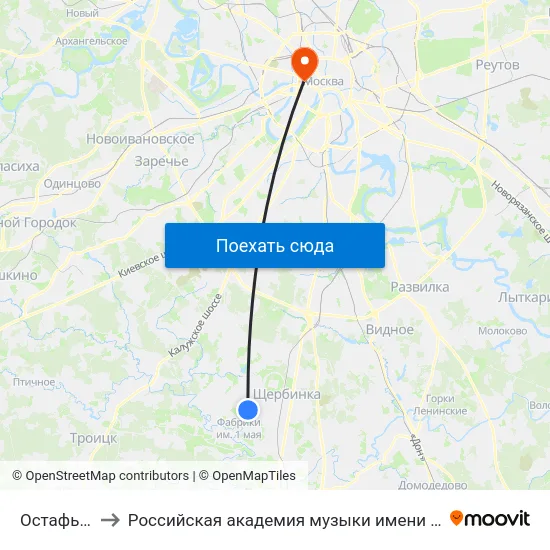 Остафьево to Российская академия музыки имени Гнесиных map