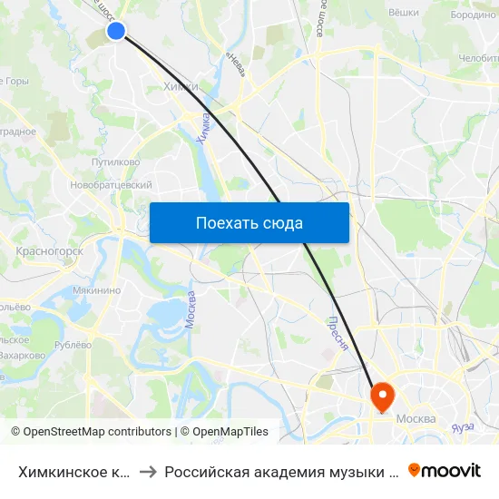 Химкинское кладбище to Российская академия музыки имени Гнесиных map