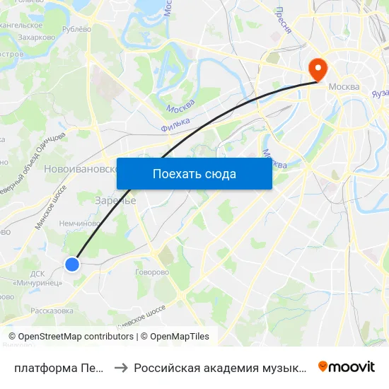 платформа Переделкино to Российская академия музыки имени Гнесиных map