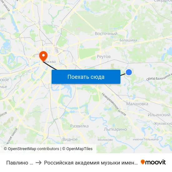 Павлино д.15 to Российская академия музыки имени Гнесиных map