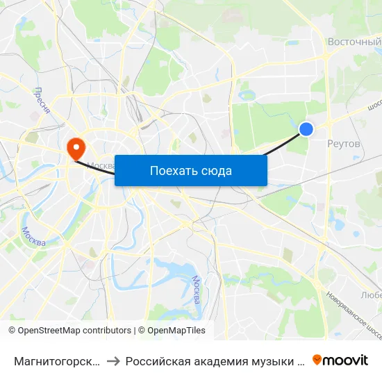 Магнитогорская улица to Российская академия музыки имени Гнесиных map