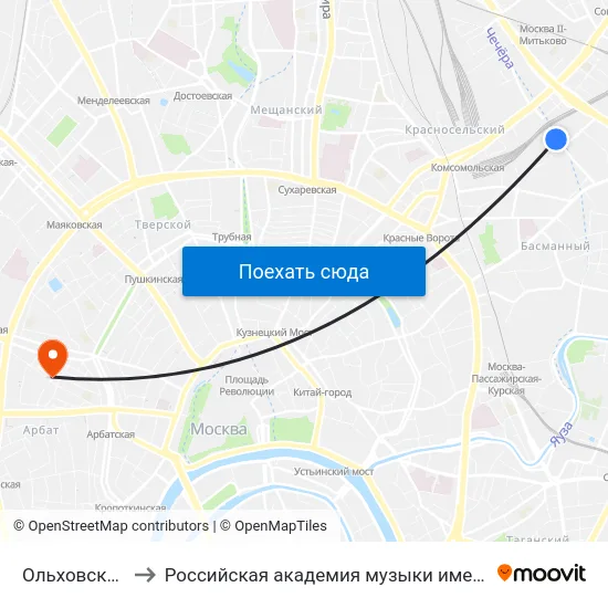 Ольховская ул. to Российская академия музыки имени Гнесиных map