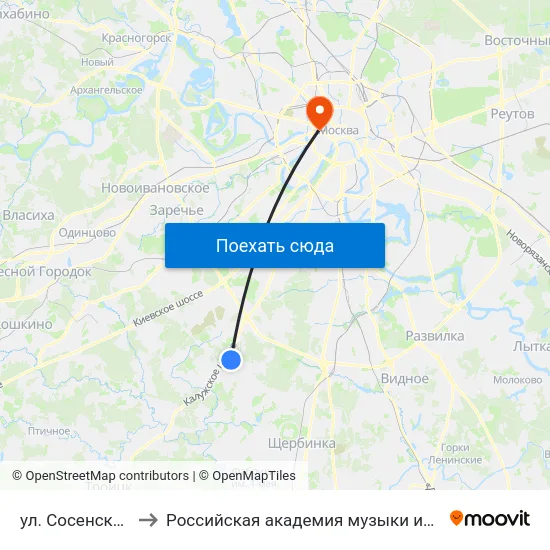 ул. Сосенский стан to Российская академия музыки имени Гнесиных map