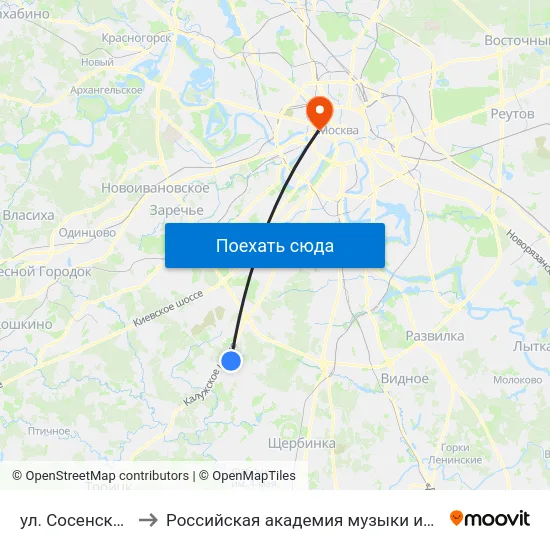 ул. Сосенский стан to Российская академия музыки имени Гнесиных map