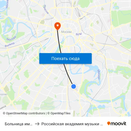 Больница им. Юдина to Российская академия музыки имени Гнесиных map