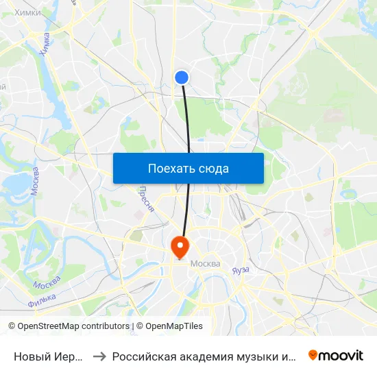 Новый Иерусалим to Российская академия музыки имени Гнесиных map