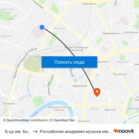 Б-ца им. Боткина to Российская академия музыки имени Гнесиных map