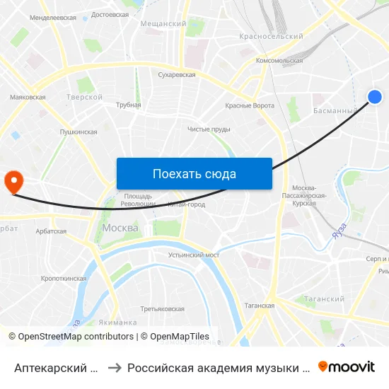 Аптекарский переулок to Российская академия музыки имени Гнесиных map
