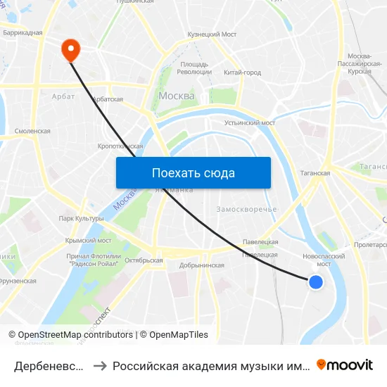 Дербеневская ул. to Российская академия музыки имени Гнесиных map