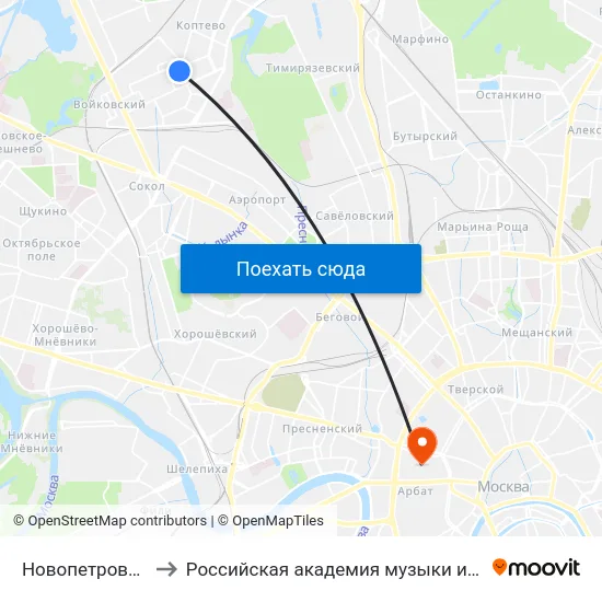 Новопетровская ул. to Российская академия музыки имени Гнесиных map