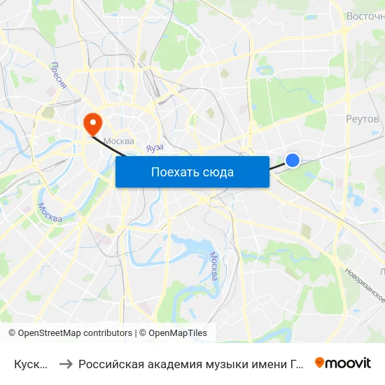 Кусково to Российская академия музыки имени Гнесиных map