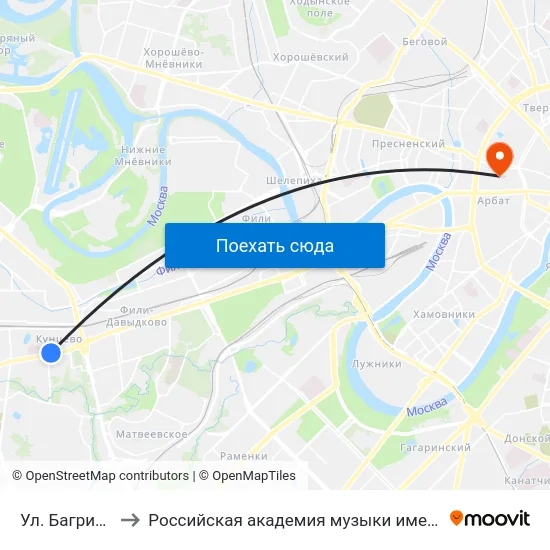 Ул. Багрицкого to Российская академия музыки имени Гнесиных map