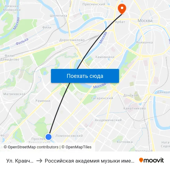 Ул. Кравченко to Российская академия музыки имени Гнесиных map